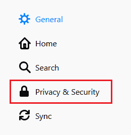 haga clic en la opción Privacidad y Seguridad