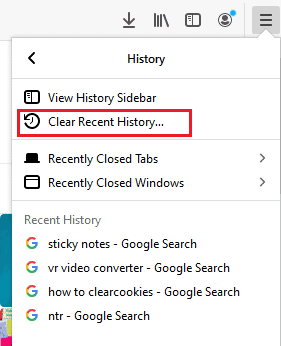 Limpiar el historial reciente