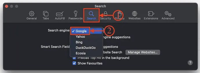 Configure Google como su motor de búsqueda predeterminado en Safari Mac
