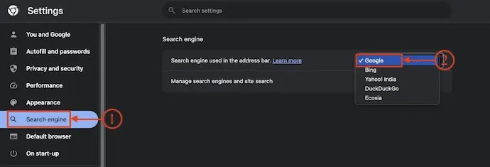 Motor de búsqueda en Chrome