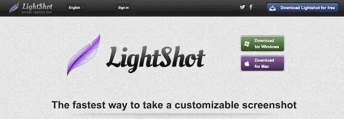 Página de inicio de Lightshot