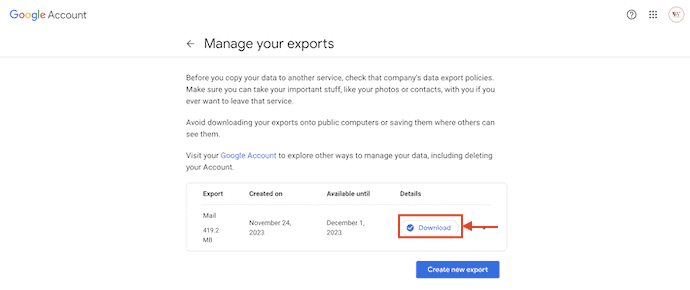 Descargar copia de seguridad de Gmail