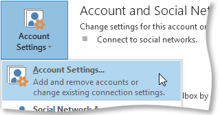 Configuración de la cuenta de MS Outlook