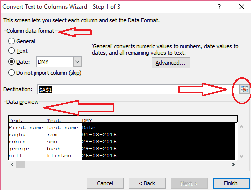 Columnas divididas en Excel