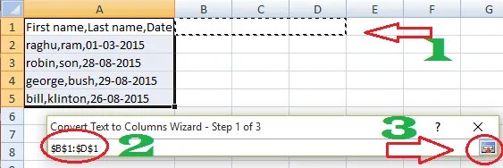 Columnas de división en Excel