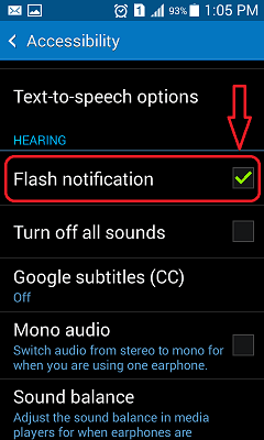 Notificación flash LED de Android