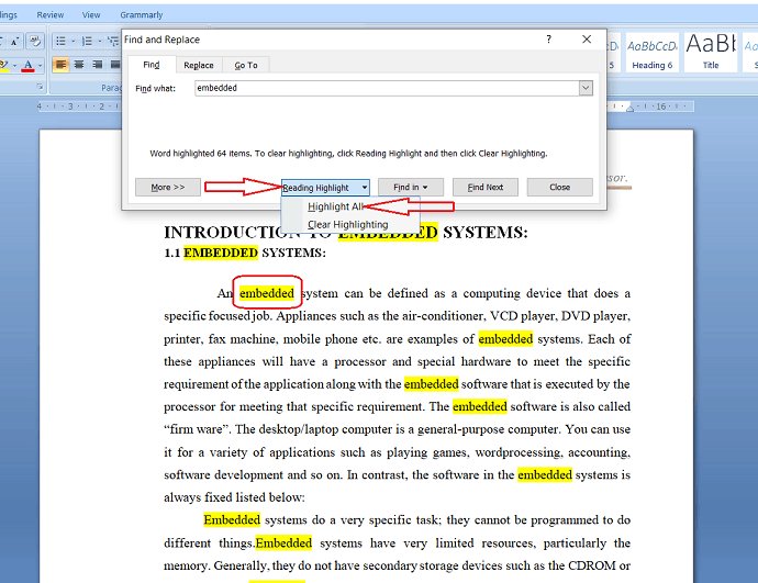 Destaca la palabra en todo el documento.