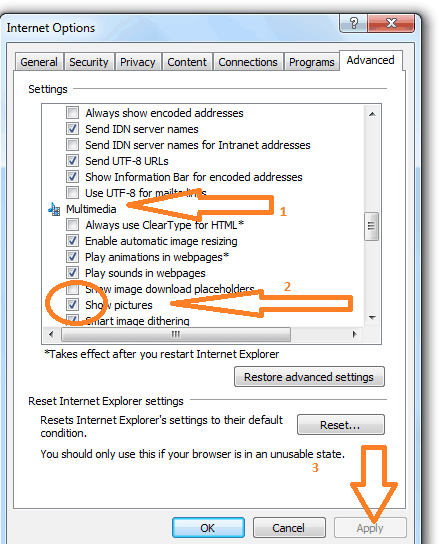 Deshabilitar imágenes en Internet Explorer
