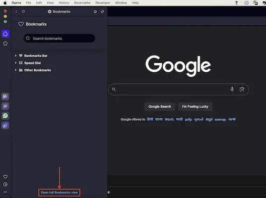 Ver el marcador completo en el navegador de trabajo