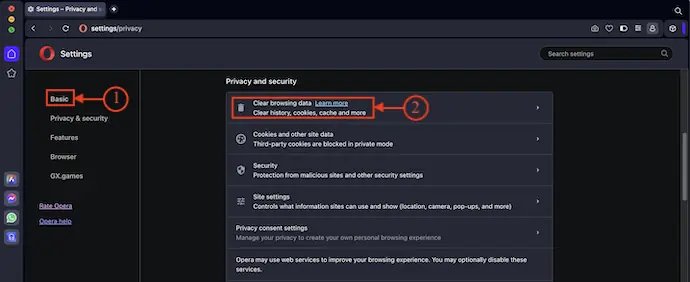Eliminar los datos de navegación en el sitio