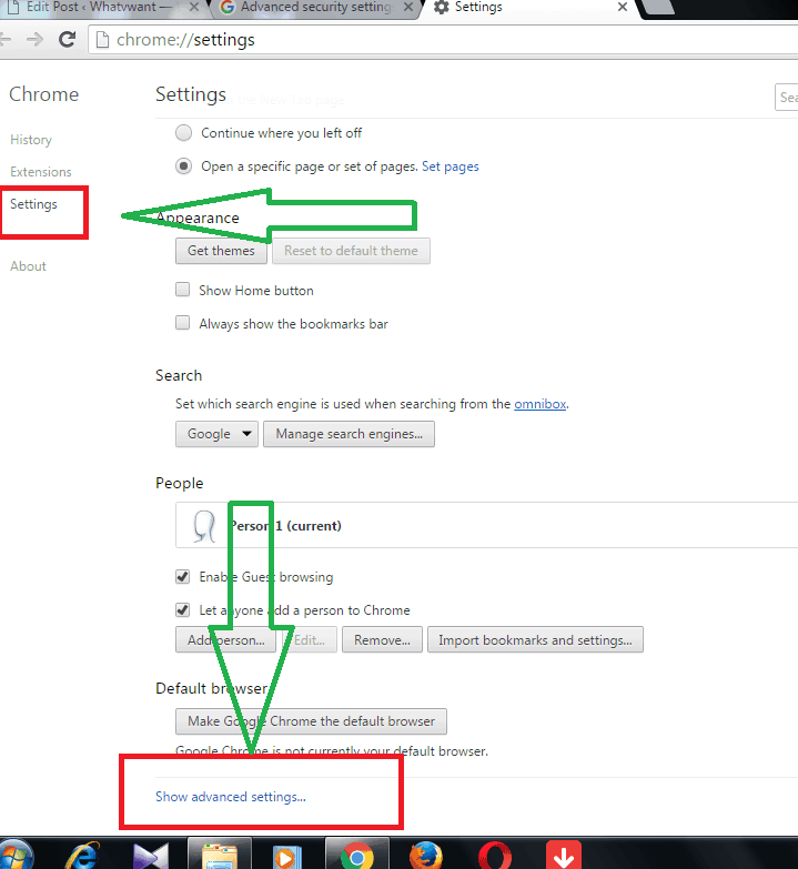 Configuración de Google Chrome 