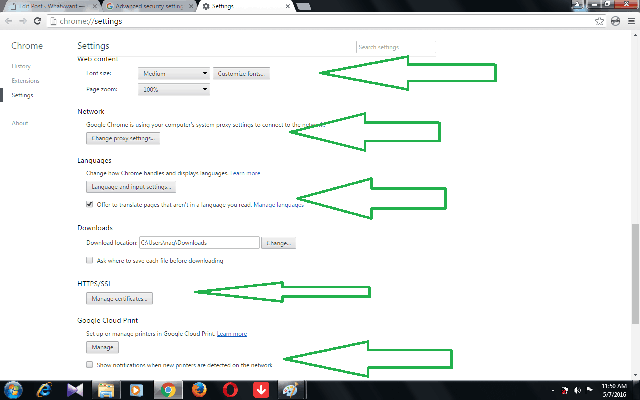 Configuración avanzada de Google