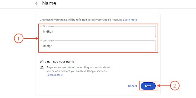 Guarde el nombre en Gmail
