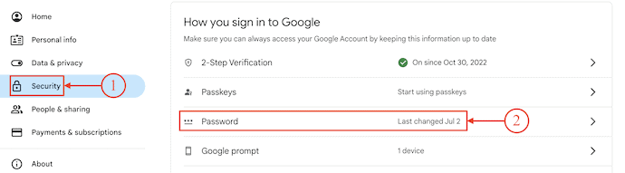 Sección de seguridad