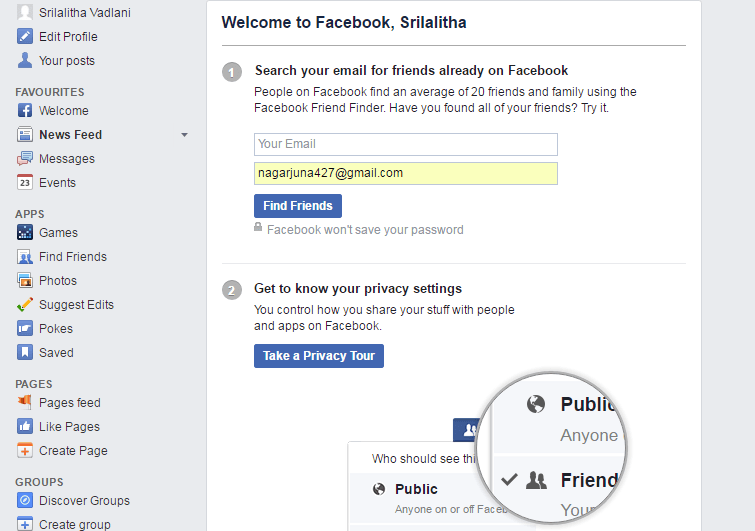 Nueva cuenta de Facebook