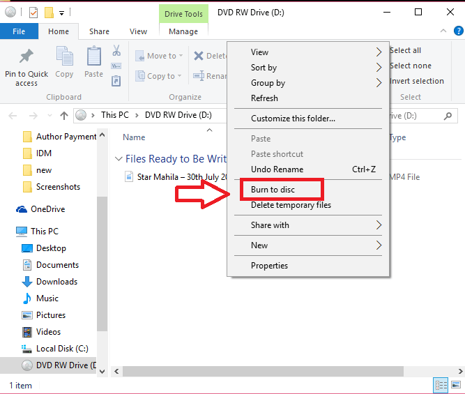 Burning CD en Windows10