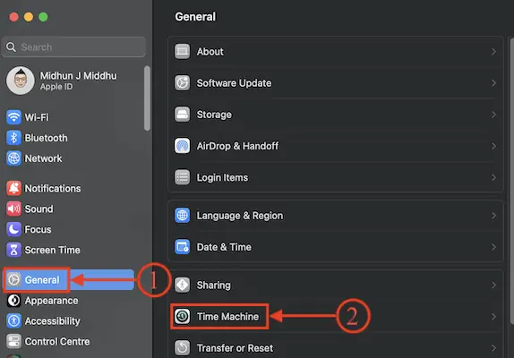 Máquinas de tiempo en la ventana Configuración