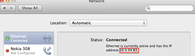 Obtenga la dirección IP en Mac