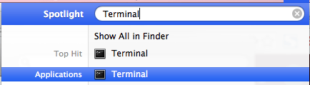 búsqueda de terminal