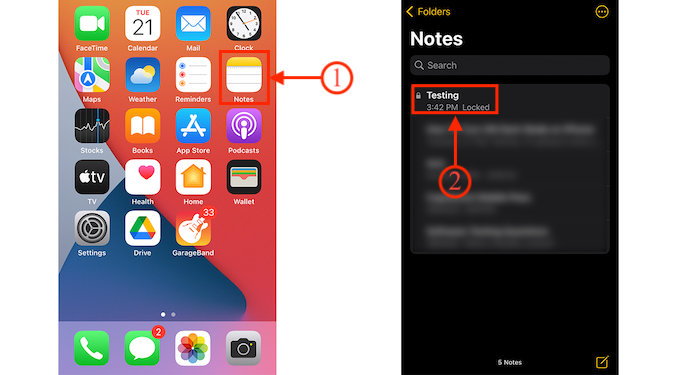 Iniciar notas bloqueadas