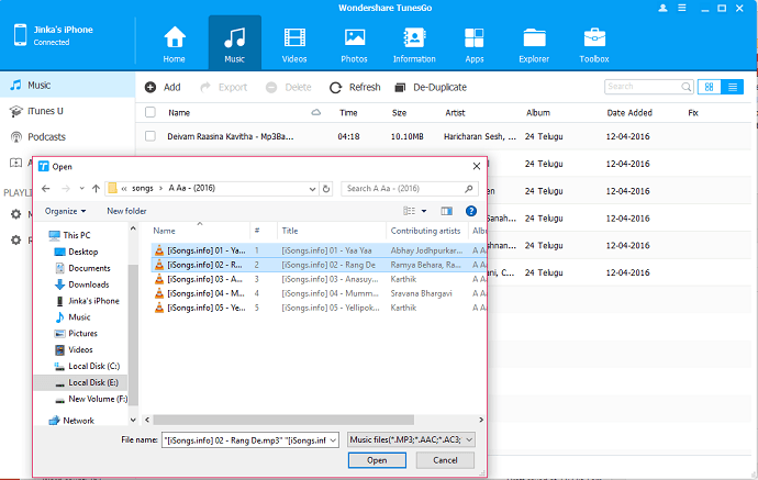 Transferir los archivos entre PC y iPhone