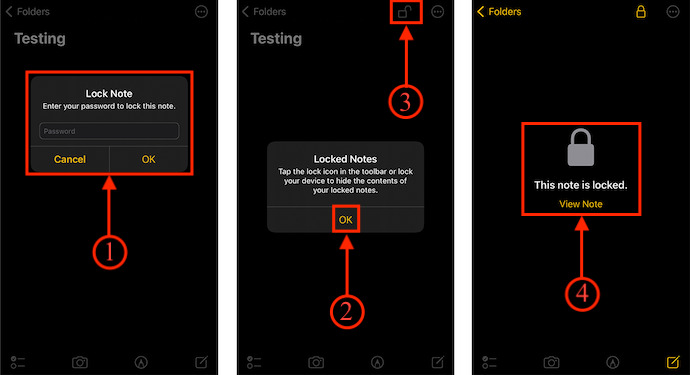 Notas bloqueadas en iPhone